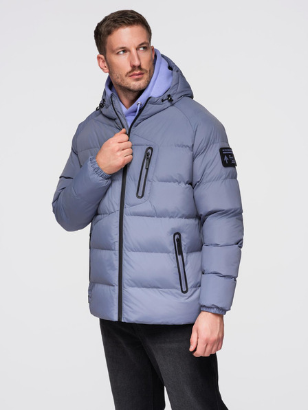 Ombre Clothing Herren wattierte gesteppte Jacke mit Raglanärmeln - faded purple V6 OM-JAHP-0302 Ombre Clothing