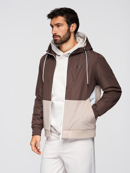Ombre Clothing Herren leichte Regular-Fit-Jacke mit Futter und Kapuze - braun-beige V1 OM-JANP-0242 Ombre Clothing