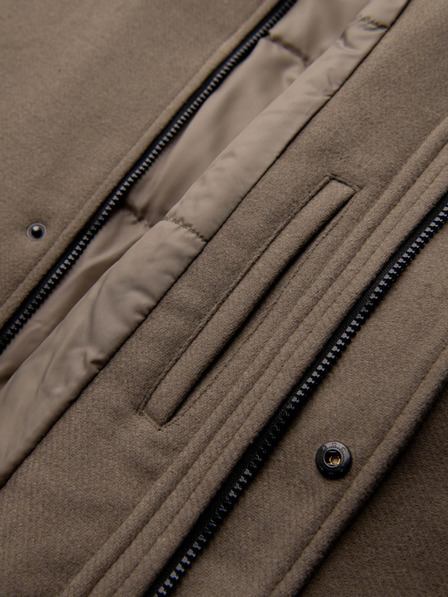 Ombre Clothing Herren Woll-Parka-Mantel mit Kapuze - khaki V2 OM-COWC-0132 Ombre Clothing