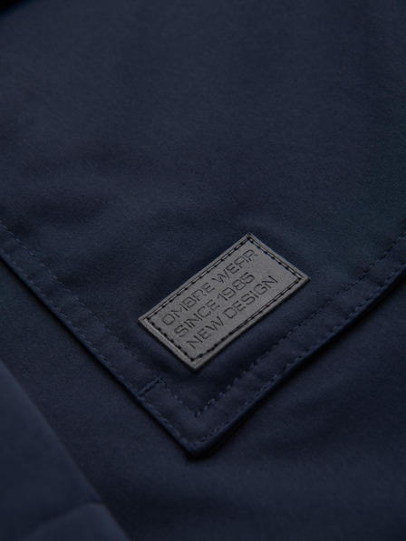 Ombre Clothing Herren lange Parka-Jacke mit Schafsfell - dunkelblau V2 OM-JAPJ-0316 Ombre Clothing