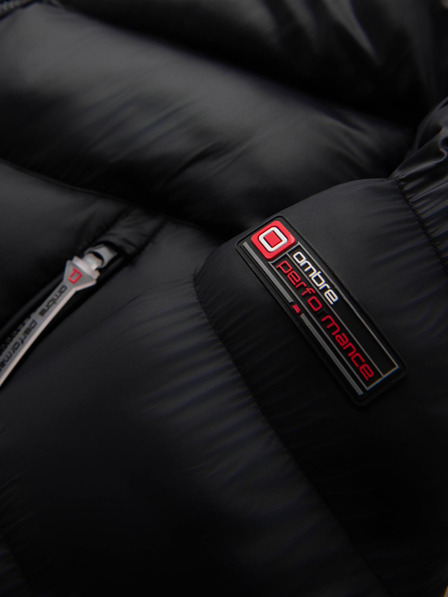 Ombre Clothing Herren moderne gesteppte Jacke aus Kombinationsmaterialien - schwarz V1 OM-JAHP-0303 Ombre Clothing