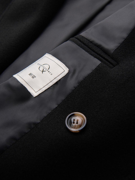 Ombre Clothing Herren zweireihiger Mantel mit Zierknöpfen - schwarz V2 OM-COWC-0137 Ombre Clothing