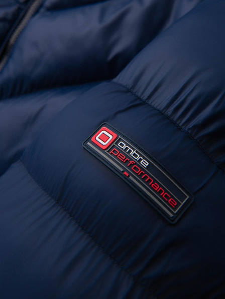 Ombre Clothing Herren moderne gesteppte Jacke aus Kombinationsmaterialien - dunkelblau V2 OM-JAHP-0303 Ombre Clothing