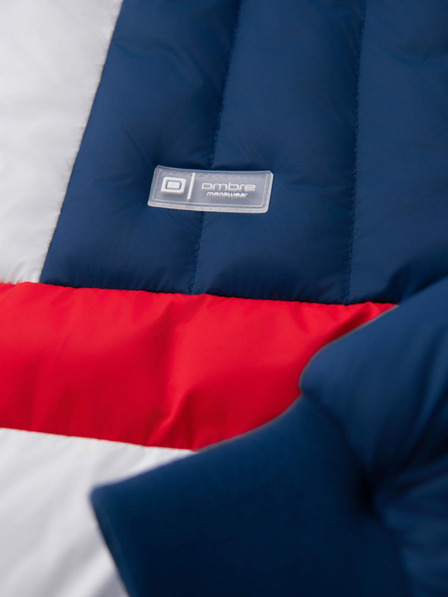 Ombre Clothing Herren-Farbige Retro-Sportjacke - Blau und Weiß V1 OM-JALP-0296 Ombre Clothing