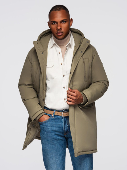 Ombre Clothing Herren-Klassischer langer Parka - Olivgrün V3 OM-JAPJ-0313 Ombre Clothing