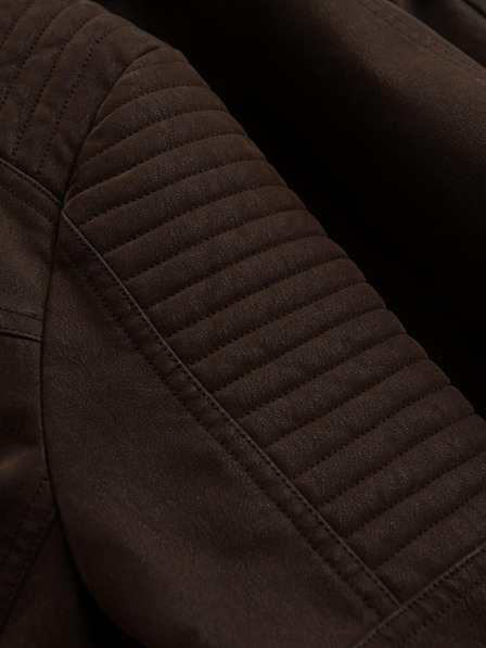 Ombre Clothing Herren-Stilvolle Jacke aus Ökoleder mit Stehkragen - Dunkelbraun V1 C637 Ombre Clothing