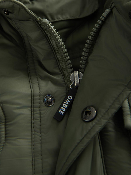 Ombre Clothing Herrensteppjacke im Hemdenschnitt - Olivgrün V2 OM-JALP-0215 Ombre Clothing