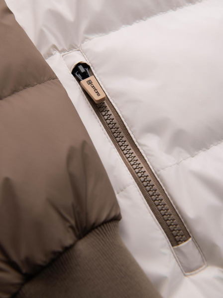 Ombre Clothing Herren-Farbige Retro-Sportjacke - Beige und Weiß V2 OM-JALP-0296 Ombre Clothing