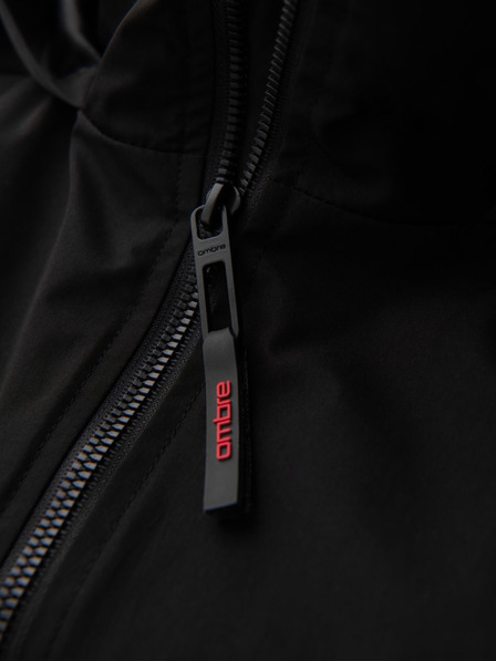 Ombre Clothing Herrenjacke mit Kapuze und hohem Kragen - Schwarz V1 OM-JANP-0222 Ombre Clothing