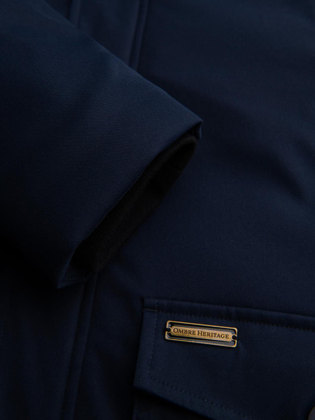 Ombre Clothing Eleganter Herren-Parka mit Taschen und Kapuze - Dunkelblau V2 OM-JAPJ-0287 Ombre Clothing
