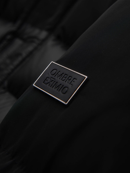 Ombre Clothing Herrensteppjacke mit hohem Kragen und Kapuze - Schwarz V1 OM-JALJ-0266 Ombre Clothing