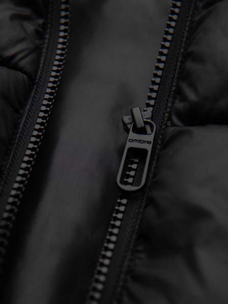Ombre Clothing Herrenstepp​jacke mit Kapuze - Schwarz V1 OM-JAHP-0235 Ombre Clothing