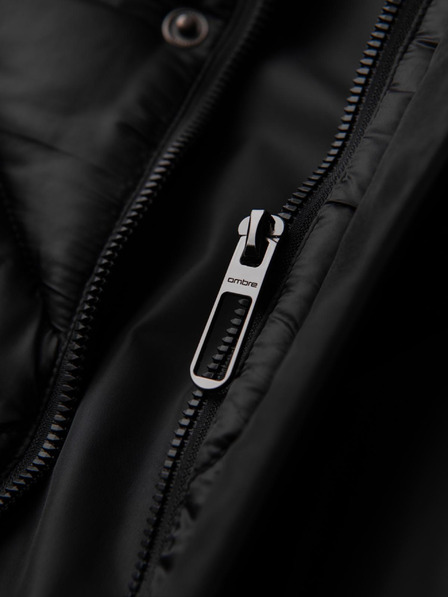 Ombre Clothing Herrenjacke mit Kapuze und geometrischer Rautensteppung - Schwarz V1 OM-JAHP-0237 Ombre Clothing