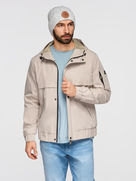 Ombre Clothing Herren-Funktionsübergangsjacke mit Kapuze - beige V3 OM-JANP-0225 Ombre Clothing