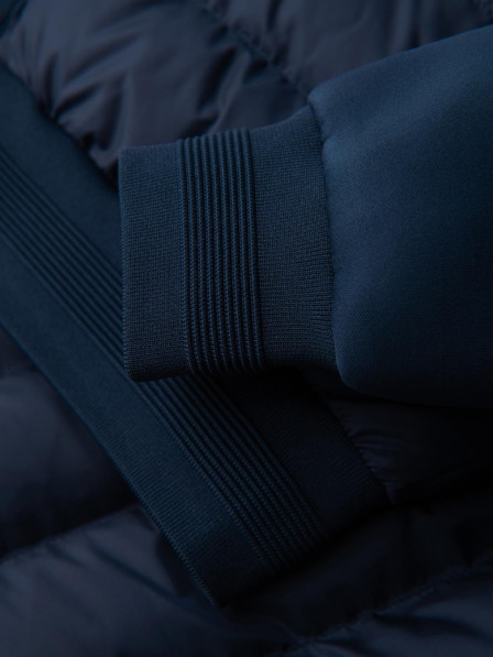 Ombre Clothing Gesteppte Bomberjacke mit Kapuze und Strickärmeln - dunkelblau V2 OM-JALP-0298 Ombre Clothing