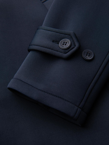 Ombre Clothing Herrenmittellanges minimalistisches Sakko mit Kapuze - dunkelblau V5 OM-COLC-0144 Ombre Clothing