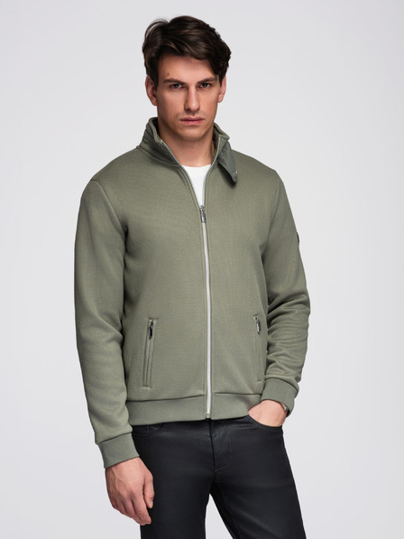 Ombre Clothing Strickjacke mit Fleece-Futter und hohem Kragen - khaki V3 C645 Ombre Clothing