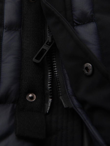 Ombre Clothing Lange Herrensteppjacke mit großen Taschen - schwarz V1 OM-JALJ-0308 Ombre Clothing