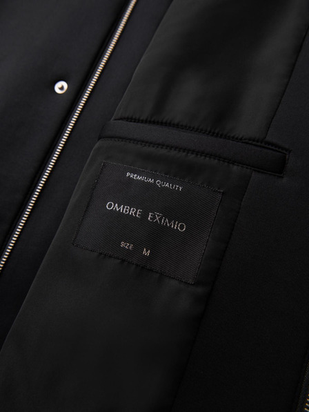 Ombre Clothing Herren-Minimalistischer Mantel mittlerer Länge mit Kapuze - schwarz V4 OM-COLC-0144 Ombre Clothing