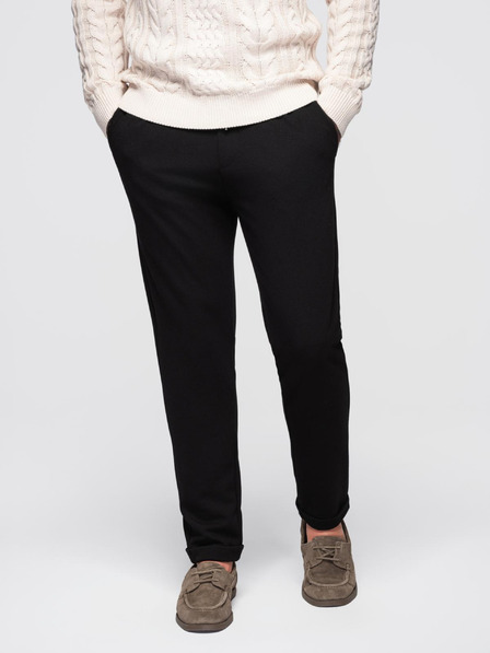 Ombre Clothing Herren-Pikee-Strickhose mit verstellbarem Bund - schwarz V2 OM-PACP-0283 Ombre Clothing