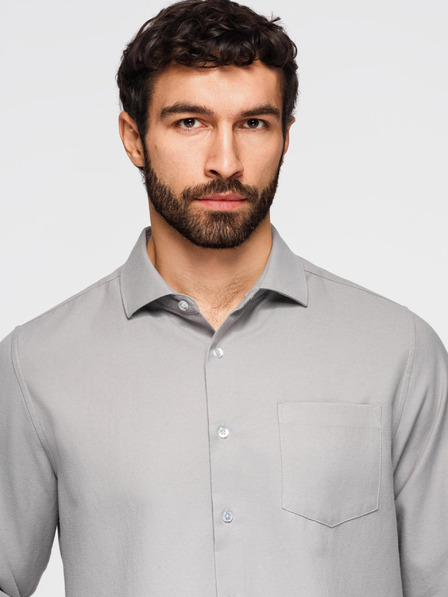 Ombre Clothing Herrenhemd klassischer Regular-Fit-Schnitt - grau V1 K694 Ombre Clothing
