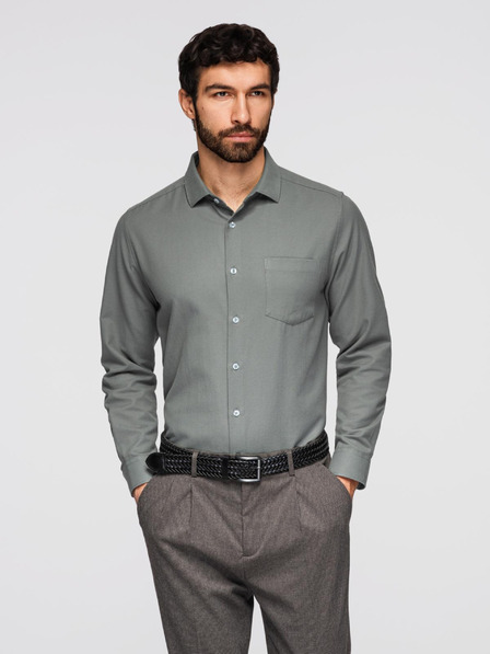 Ombre Clothing Herren Hemd klassischer Regular Fit Schnitt - Khaki V4 K694 Ombre Clothing