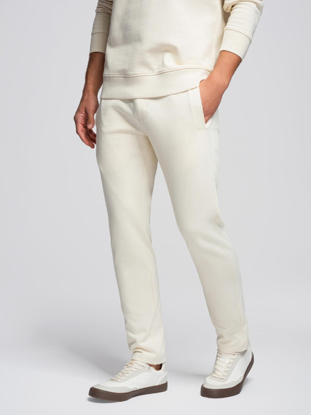 Ombre Clothing Herren Trainingsanzug Hoodie mit Rundhalsausschnitt + Hose Regular Fit - Creme V11 Z122 Ombre Clothing