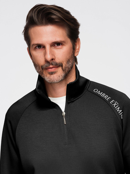 Ombre Clothing Herren-Trainingsanzug Sweatshirt mit Stehkragen + Jogger-Hose - schwarz V1 Z117 Ombre Clothing