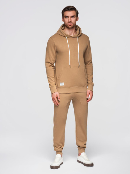 Ombre Clothing Herren-Baumwoll-Trainingsanzug Sweatshirt + Jogger-Hose - braun V2 Z121 Ombre Clothing