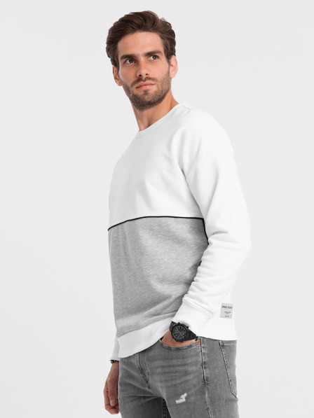 Ombre Clothing Herren-Sweatshirt OVERSIZE in kontrastierender Farbkombination - weiß und grau V1 B1673 Ombre Clothing