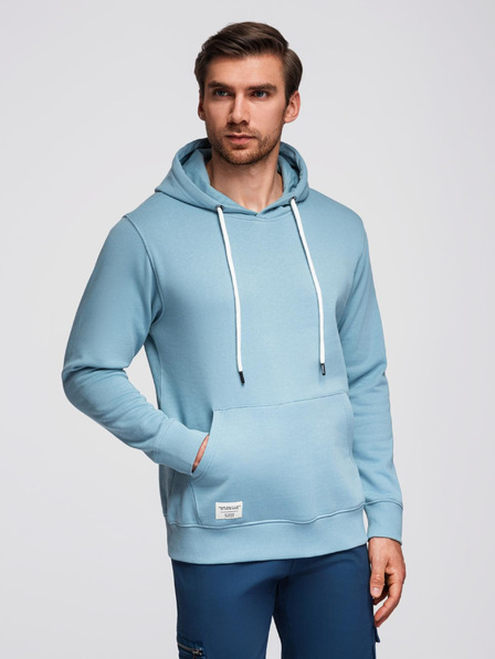 Ombre Clothing Herren-Sweatshirt mit Kängurutasche BASIC mit Kapuze - blau V7 B1674 Ombre Clothing