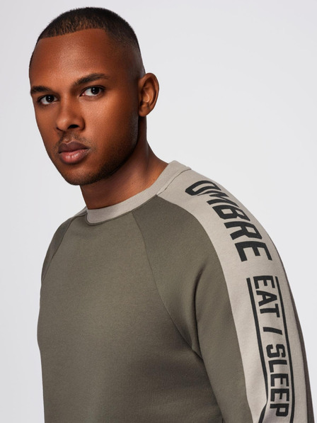 Ombre Clothing Herren-Sweatshirt mit kontrastierendem Besatz und Raglanärmeln - olivgrün V1 OM-SSNZ-0200 Ombre Clothing