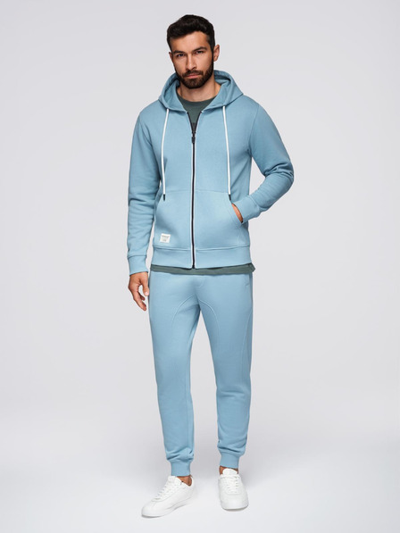 Ombre Clothing Herren-Trainingsanzug Sweatshirt mit Kapuze + Jogger-Hose - hellblau V7 Z119 Ombre Clothing