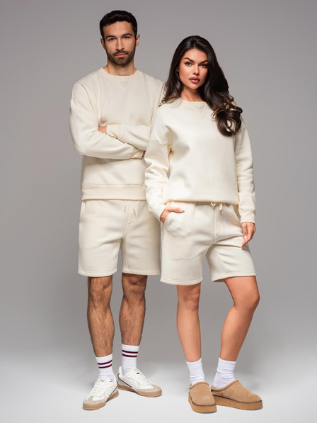 Ombre Clothing UNISEX Trainingsanzug Sweatshirt + Shorts - creme V2 Z108 Ombre Clothing
