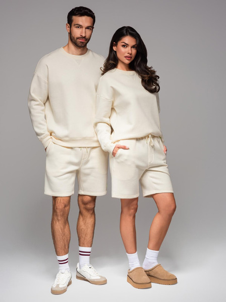 Ombre Clothing UNISEX Trainingsanzug Sweatshirt + Shorts - creme V2 Z108 Ombre Clothing