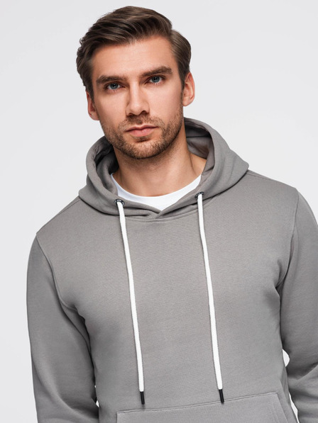 Ombre Clothing Herren-Sweatshirt BASIC mit Kängurutasche und Kapuze - grau V8 B1674 Ombre Clothing