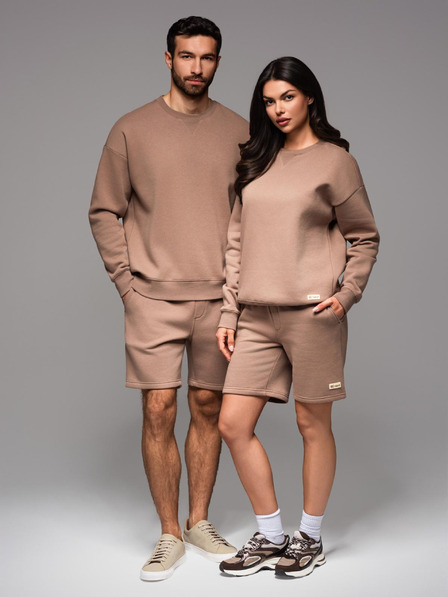 Ombre Clothing UNISEX Trainingsanzug Sweatshirt + Shorts - braun V16 Z108 Ombre Clothing