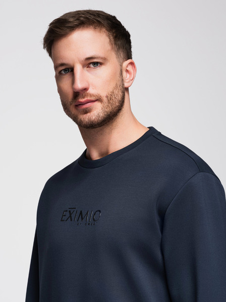 Ombre Clothing Herren-Sweatshirt mit glänzendem Brusttdruck - dunkelblau V4 OM-SNBC-0199 Ombre Clothing