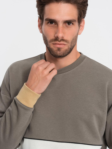 Ombre Clothing Herren-Sweatshirt OVERSIZE mit Kontrastfarbverlauf - khaki V7 B1673 Ombre Clothing