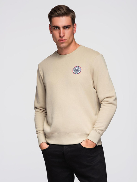 Ombre Clothing Herren-Sweatshirt mit Applikation - beige V3 B1713 Ombre Clothing