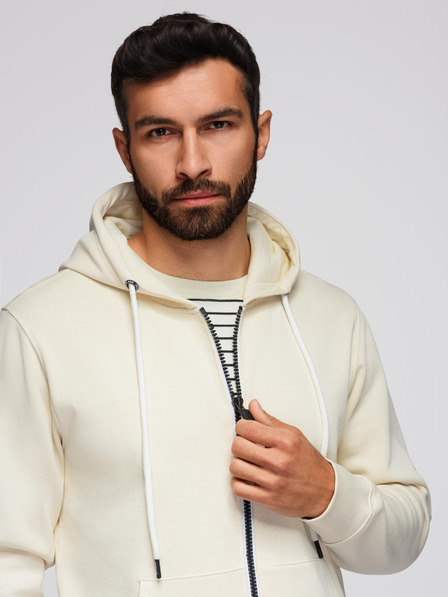 Ombre Clothing Herren-Trainingsanzug Sweatshirt mit Kapuze + Jogger-Hose - creme V11 Z119 Ombre Clothing