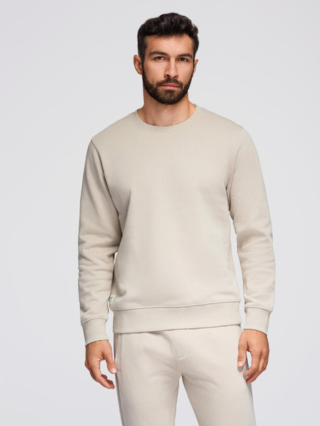 Ombre Clothing Herren-Trainingsanzug Sweatshirt mit Rundhalsausschnitt + Regular-Fit-Hose - beige V1 Z122 Ombre Clothing