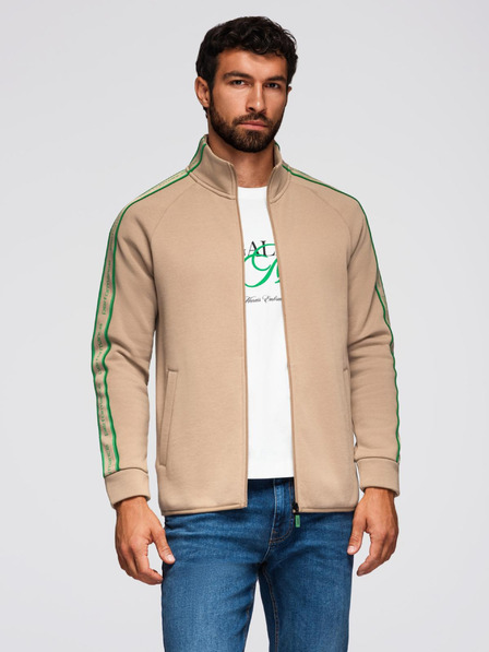 Ombre Clothing Herren-Sweatshirt mit Reißverschluss und hohem Kragen - braun V1 OM-SSZP-0224 Ombre Clothing