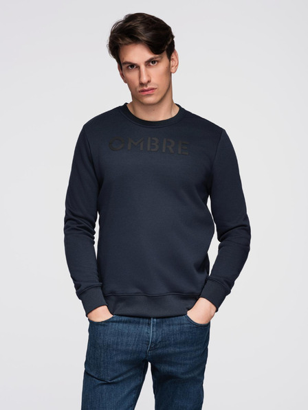 Ombre Clothing Klassisches Herren-Sweatshirt mit Schriftzügen - dunkelblau V3 B1711 Ombre Clothing