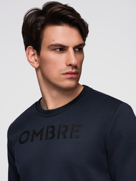 Ombre Clothing Klassisches Herren-Sweatshirt mit Schriftzügen - dunkelblau V3 B1711 Ombre Clothing