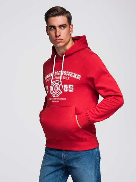 Ombre Clothing Herren-Sweatshirt mit Kapuze und College-Druck - rot V1 B1714 Ombre Clothing