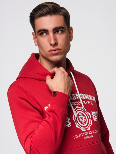 Ombre Clothing Herren-Sweatshirt mit Kapuze und College-Druck - rot V1 B1714 Ombre Clothing
