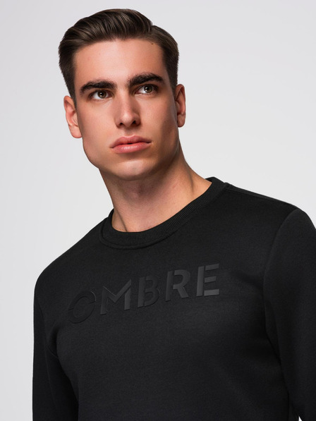 Ombre Clothing Klassisches Herren-Sweatshirt mit Schriftzügen - schwarz V4 B1711 Ombre Clothing