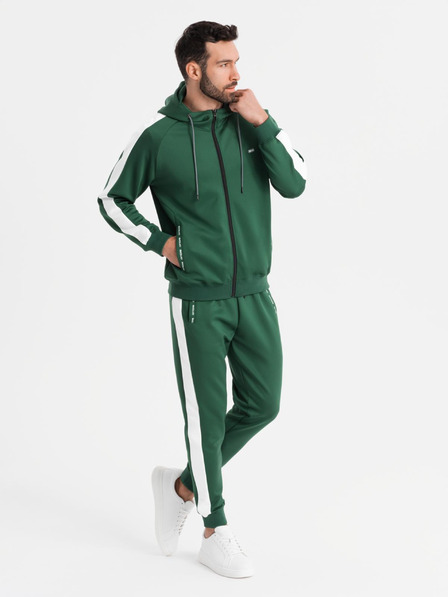 Ombre Clothing Herren-Oldschool-Trainingsanzug Kapuzenpullover + Jogger-Hose - dunkelgrün V7 Z118 Ombre Clothing