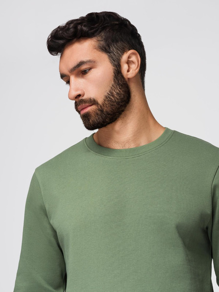 Ombre Clothing Herren Trainingsanzug Hoodie mit Rundhalsausschnitt + Hose Regular Fit - Hellgrün V3 Z122 Ombre Clothing